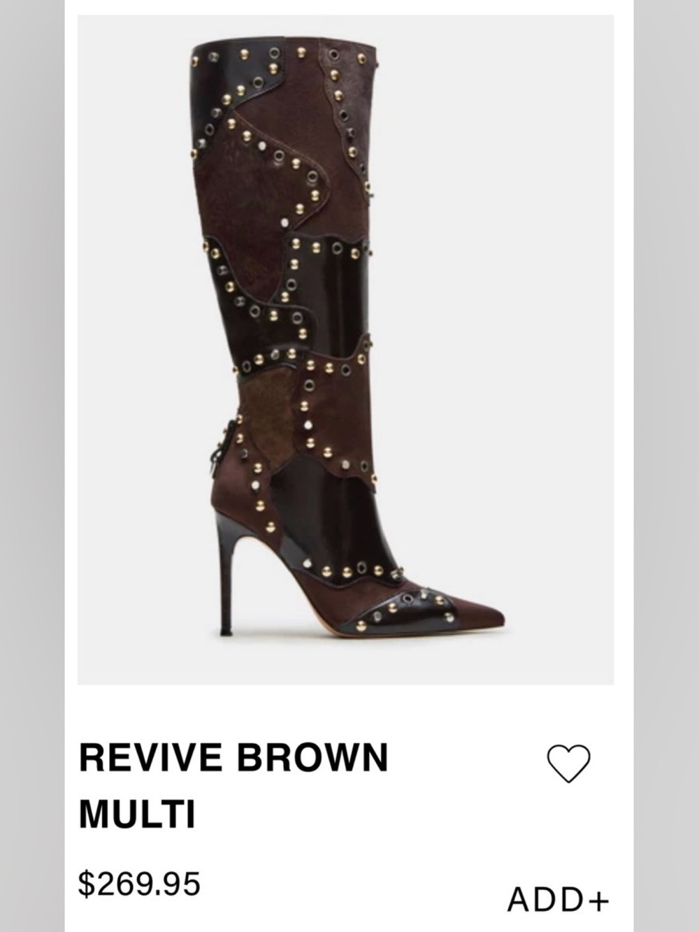 Steve Madden Brown Multi Studded Knee-High Stiletto Boots
